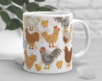 Chicken Coffee Mug, Cute Chicken Gift, Chicken Lover, Funny Chicken Cup, Gift for Her, Him, Housewarming, Birthday, Chicken Decor, Hen Mug