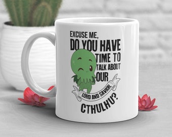 Cthulhu Coffee Mug, Funny HP Lovecraft Gift, Cute Sea Monster Cup, Horror Lover, Halloween, Spooky, Geek, Nerd, Lovecraftian, Kraken Octopus