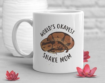 Ball Python Coffee Mug, Cute Snake Lover Gift, Funny Reptile Mug, Gift for Her, World's Best Cup, Danger Noodle, Snake Mom, Ball Python Mom