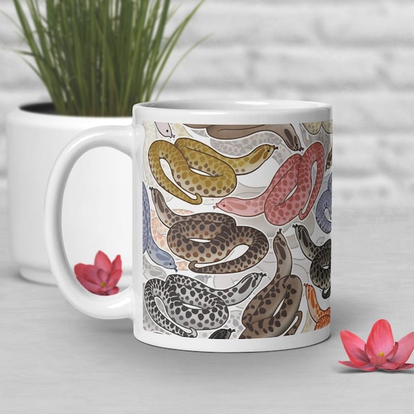 Hognose Snake Coffee Mug, Cute Snake Lover Gift, Funny Reptile Mug, Cup, Snake Mom, Snake Dad, Albino Snow Conda Arctic Axanthic Lemon Pink