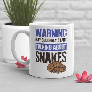 Snake Coffee Mug, Cute Ball Python Lover Gift, Funny Reptile Mug, Gift for Him, Her, Birthday Cup, Warning, Snake Mom, Snake Dad Herpetology