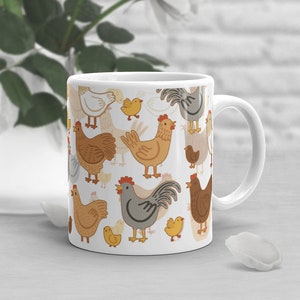 Chicken Coffee Mug, Cute Chicken Gift, Chicken Lover, Funny Chicken Cup, Gift for Her, Him, Housewarming, Birthday, Chicken Decor, Hen Mug