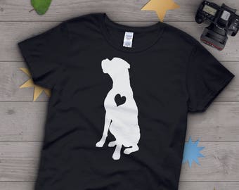 Boxer Dog Shirt, Women Men, Dog Lover Gift, Cute Boxer Mom T-shirt, White Boxer Dog Lover TShirt, Pet Graphic Tee, Dog Lover Tops Pink Blue