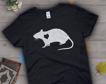 Rat Shirt, Women Men, Rat Lover Gift, Cute Rat T-shirt, Pet Lover TShirt, Graphic Tee, Tops, Clothing, Mouse, Blue, Red, Navy, Black