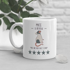 Mouse Coffee Mug, Cute Mice Gift, Pet Mouse Lover, Funny Fancy Mouse Cup, Gift for Her, Him, Pied Grey White, Mouse Mom, Dad, Animal Meme