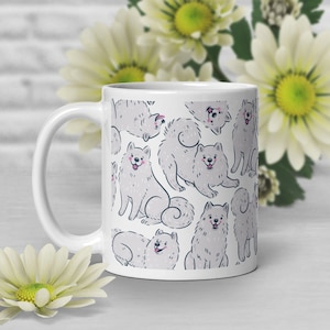 Samoyed Coffee Mug, Cute Samoyed Gift, Dog Lover, Kawaii Dog Lover Gift for Her, Him, Samoyed Mom, Samoyed Dad, Dog Cup