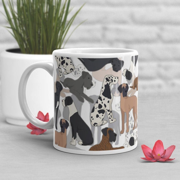 Great Dane Coffee Mug, Cute Great Dane Gift, Great Dane Dog Lover, Gift for Her, Him, Housewarming, Birthday, Great Dane Mom, Fawn Harlequin