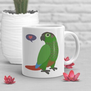 Green Cheek Conure Coffee Mug, Cute Parrot Gift, Bird Lover, Gift for Her, Him, Birthday, Black Greencheek Mug, Pineapple Conure