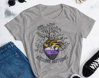Nonbinary Pride Shirt, Non-Binary Pride Gift, LGBT T-shirt, Enby Flag, LGBTQ, Transgender, Pride Festival, Trans, Subtle, Heart Tree of Life