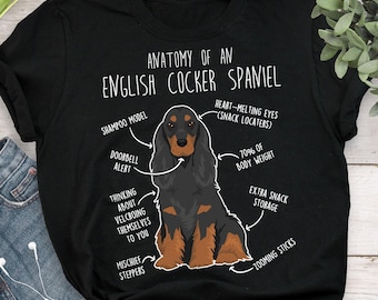 English Cocker Spaniel Shirt, Women, Men, Cute Black and Tan Cocker Spaniel T-shirt, Funny Dog Lover Gift, Pet Tee, Dog Mom, Dog Dad
