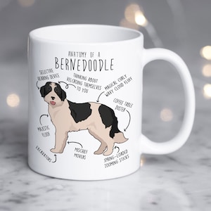 Bernedoodle-koffiemok, parti zwarte tweekleurige Bernedoodle-cadeau, schattige hondenliefhebber, hondenmoeder, vader, doodle poedelmix Berner Sennenhond Cross