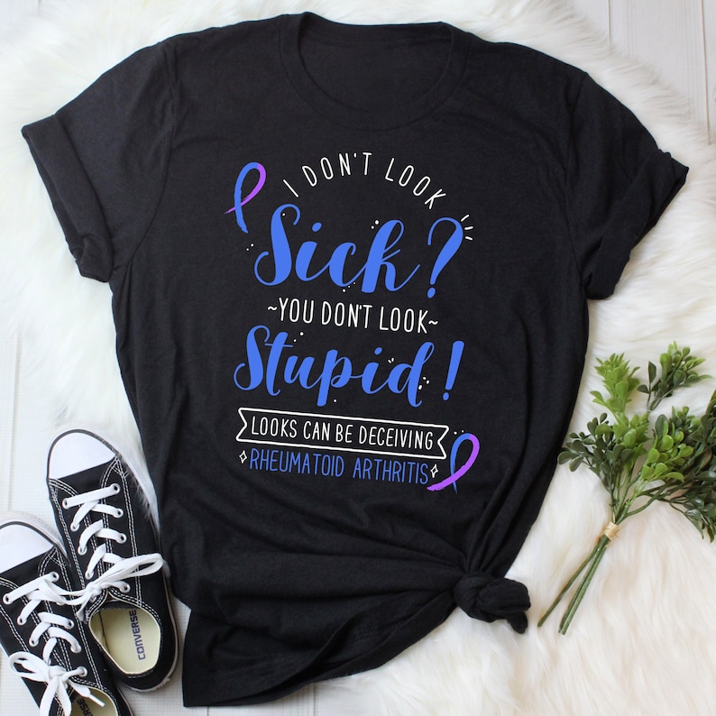 Rheumatoid Arthritis Shirt, Women, Men, Invisible Chronic Illness T-shirt Gift, RA Ribbon, RA Awareness, Spoonie Tee, Spoon Theory, Funny image 1
