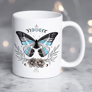 Demiboy Pride Coffee Mug, Demiboy Pride Flag Gift, LGBT Gift, Agender, Nonbinary, Genderqueer Transgender Trans Demiguy Butterfly Celestial
