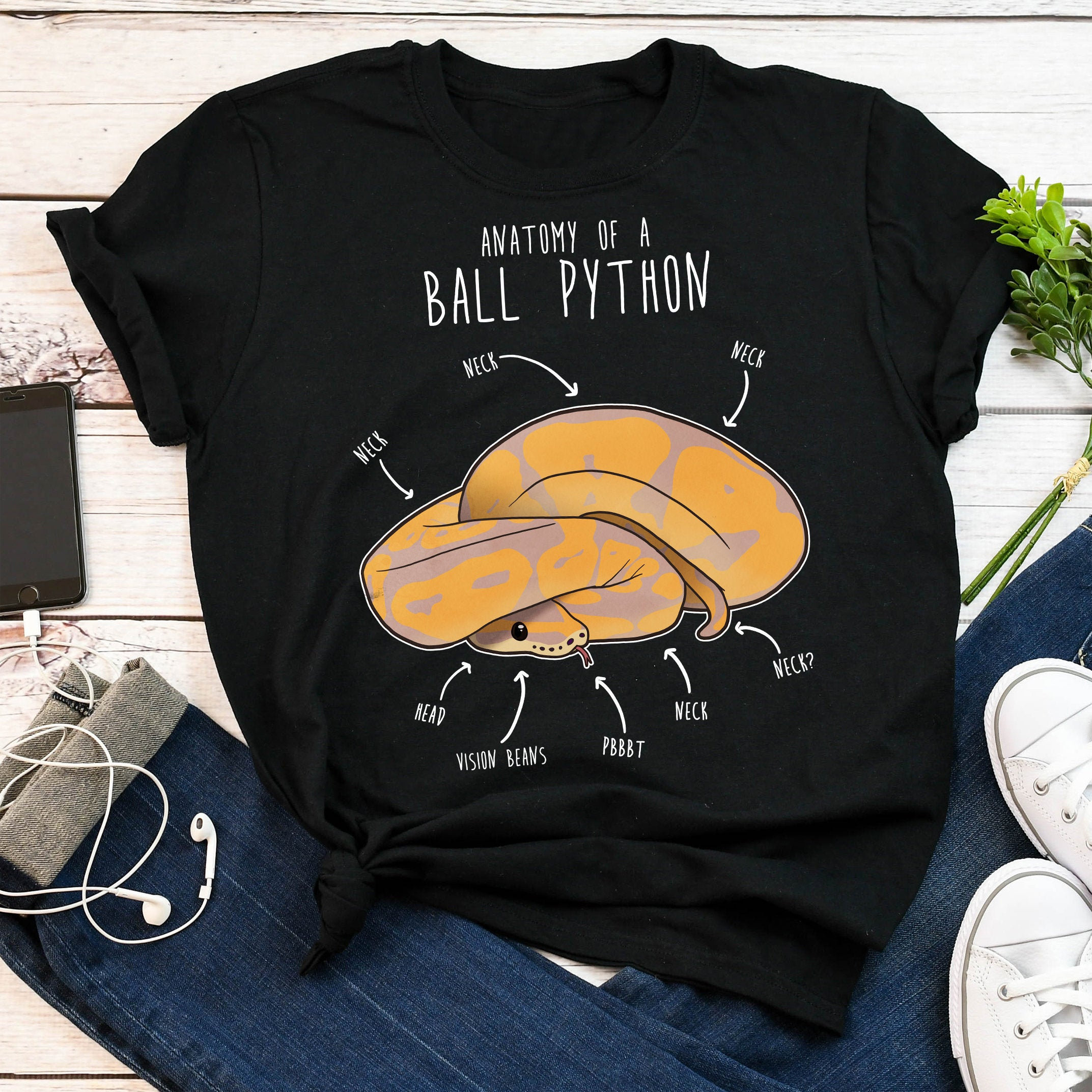 Grappig Banana Ball Python Shirt Dames Mannen Reptielen Tshirt
