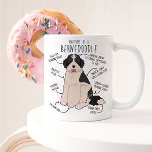 Bernedoodle-koffiemok, parti zwarte tweekleurige Bernedoodle-cadeau, schattige hondenliefhebber, hondenmoeder, vader, doodle poedelmix Berner Sennenhond Cross