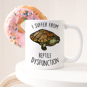 Red-Eared Slider Turtle Coffee Mug, Cute Reptile Lover Gift, Funny Pet Tortoise Mug, Reptile Dysfunction, Turtle Mom Dad Terrapin Animal Cup