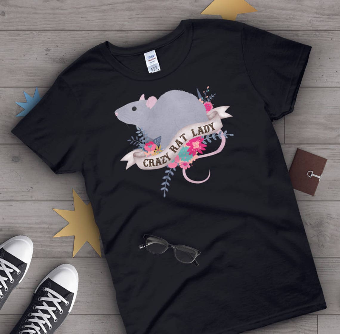 Rat Shirt, Women, Rat Lover Gift, Cute Rat T-shirt, Pet Lover Tshirt ...