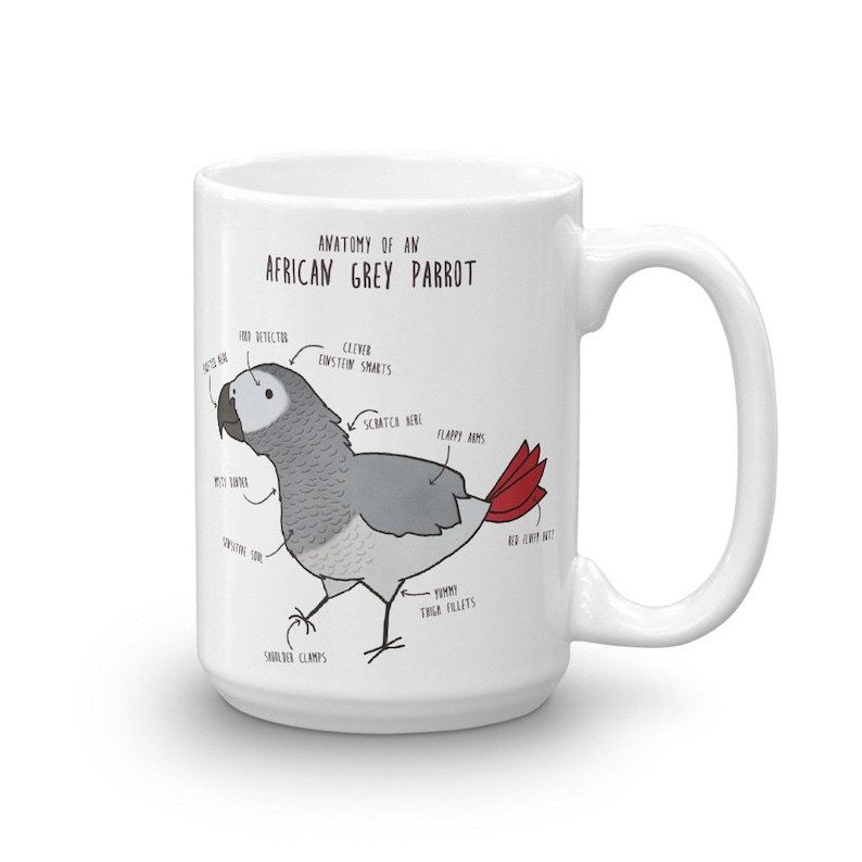African Grey Parrot Coffee Mug Cute Parrot Gift Bird Lover Etsy