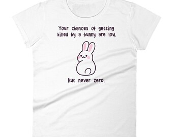 Maglietta Donna Con Coniglio Minimalista – T-Shirt In Cotone Morbido, Disegno A Linee Sottili, Stile Scandinavo Casual