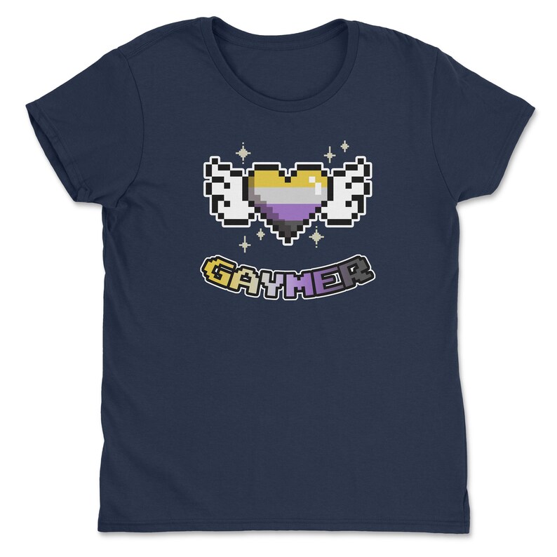 a women's t - shirt with a pixel heart in the middle