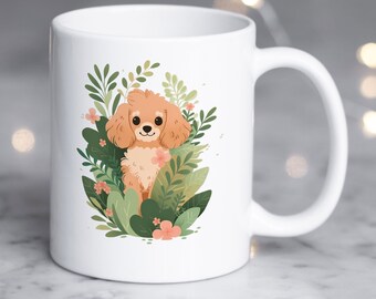 Kubek do kawy Cavapoo, uroczy, brązowy prezent dla Cavapoo, miłośnik psów Cavoodle, mama Cavapoo i tata Cavapoo, mieszanka pudla i doodle, prezent dla miłośnika psów dla niej i dla niego