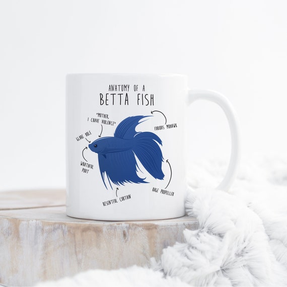 Betta Fish Coffee Mug, Cute Siamese Fighting Fish Gift, Pet Betta Lover,  Funny Beta Fish Cup, Aquarium Tropical Tank, Fish Mom, Dad, Anatomy -   Canada