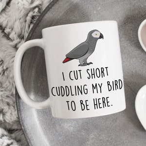 Tasse à café perroquet gris d&#39;Afrique, cadeau perroquet mignon, amoureux des oiseaux, tasse perroquet drôle pour animal de compagnie, cadeau pour elle, lui, anniversaire, papa maman, CAG Congo, meme