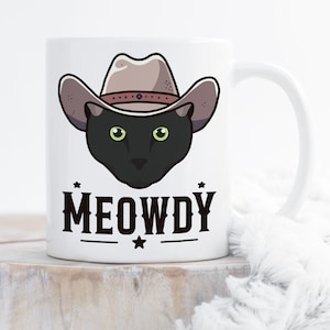 Taza de café con maullidos de gato pantera, divertido regalo para amantes de los gatos vaqueros, linda taza de café con maullidos, regalo para ella, él, mamá gata mascota, papá, meme occidental