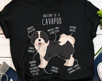 Chemise Parti Cavapoo, femmes, hommes, cadeau drôle d'amant de chien Cavapoo, T-shirt mignon de Cavoodle, tshirt croisé de mélange de caniche de griffonnage T-shirt d'animal de compagnie Cavapoo maman papa