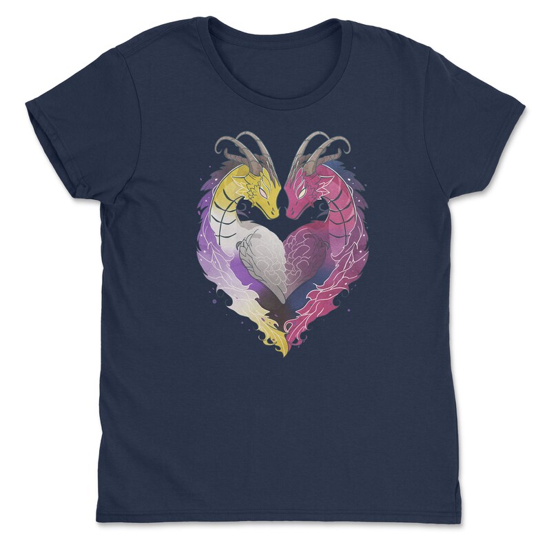 a t - shirt with two birds in the shape of a heart