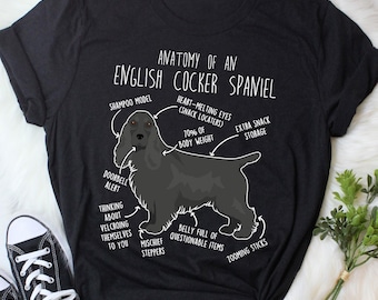 English Cocker Spaniel Shirt, Women, Men, Cute Black Cocker Spaniel T-shirt, Funny Dog Lover Gift, Pet Tee, Dog Mom, Dog Dad