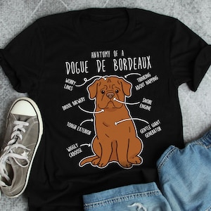 Shirt Bordeauxdog, dames, heren, schattig T-shirt rode Franse mastiff, grappig cadeau hondenliefhebber, T-shirt, hond moeder, vader, reekleur Bordeaux Bordeauxdog