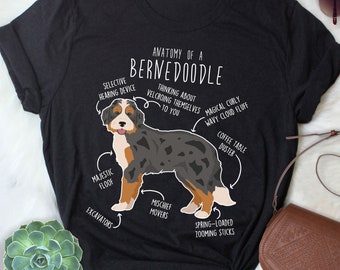 Camiseta Bernedoodle, Regalo para amantes de los perros Bernedoodle Merle negro, para hombres y mujeres, Camiseta divertida y tierna con diseño de perro mestizo de caniche, Camiseta para mamá y papá, Merle azul