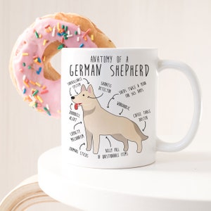 Weißer Schäferhund Kaffeebecher, lustiges niedliches Schäferhund Liebhaber Geschenk, Hund Mama Papa, Haustier Geschenk für Sie, Ihn, Hundeanatomie, Doggo Meme