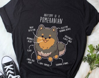 Camiseta de Pomerania negra y canela, para mujer y hombre, regalo divertido para amantes de los perros, linda camiseta de Pomerania, camiseta de Pomerania, camiseta para mascota, mamá de Pomerania, papá de perro