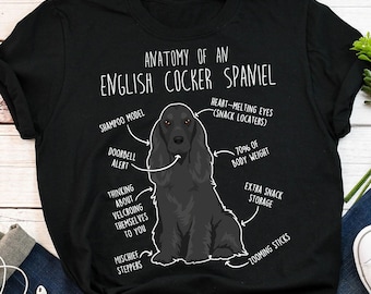 English Cocker Spaniel Shirt, Women, Men, Cute Black Cocker Spaniel T-shirt, Funny Dog Lover Gift, Pet Tee, Dog Mom, Dog Dad