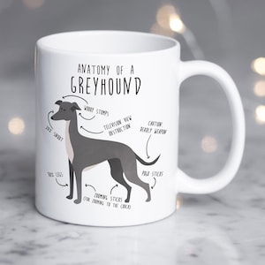 Greyhound Coffee Mug, Cute Blue Greyhound Gift, Dog Lover, Funny Dog Gift for Her, Him, Pet Animal Cup, Dog Mom, Dog Dad, Gray Grey
