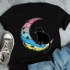Genderflux Pride Shirt, Non Binary Pride Gift, LGBT T-shirt, Genderfluid Flag Tee, LGBTQ, Space Cat Moon, Transgender Pride Festival Trans