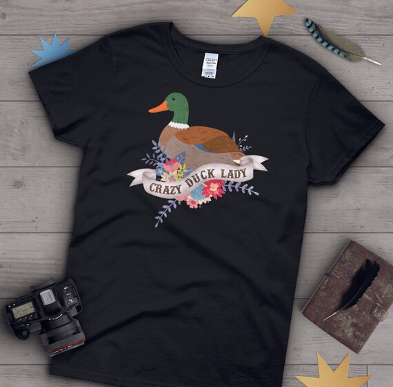 Duck Shirt, Women, Duck Lover Gift, Cute Bird T-shirt, Funny Duck Tshirt, Pet Graphic Tee, Tops, Clothing, Navy, Pink, Blue, Black, White