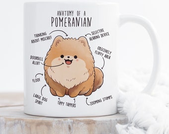 Orange Pomeranian Coffee Mug, Cute Pom Gift, Dog Lover, Funny Gift for Her, Him, Pet Mug, Pomeranian Mom, Pomeranian Dad, Dog Anatomy