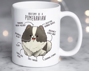 Parti Pomeranian Coffee Mug, Cute Pom Gift, Black and White Dog Lover, Funny Gift for Her, Him, Pet Mug, Pomeranian Mom, Pomeranian Dad