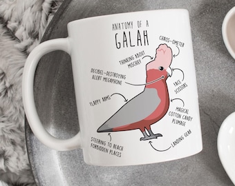 Galah Coffee Mug, Cute Pet Parrot Gift, Bird Lover, Funny Gift for Her, Him, Rose-Breasted Cockatoo Mom Cup, Cockatoo Dad, Australian Animal