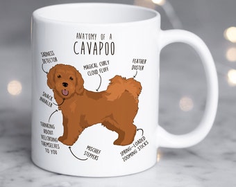 Taza de café Cavapoo, Regalo adorable de Cavapoo rojo, Para amantes de los perros Cavapoo, Mamá Cavapoo, Papá Cavapoo, Cruce de Doodle y Caniche, Regalo para amantes de los perros (para ella y para él)