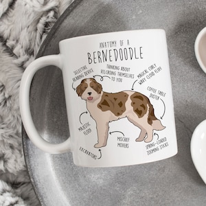 Bernedoodle koffiemok, parti chocolade Merle Bernedoodle cadeau, schattige hondenliefhebber, hond moeder vader doodle poedel mix Berner Sennenhond kruis rood