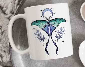 Gay Man Pride Coffee Mug, Gay Men Flag Gift, LGBT Mug, Gay Pride Month Festival, Blue Gay Male Flag, Subtle, Luna Moth Cottagecore Celestial