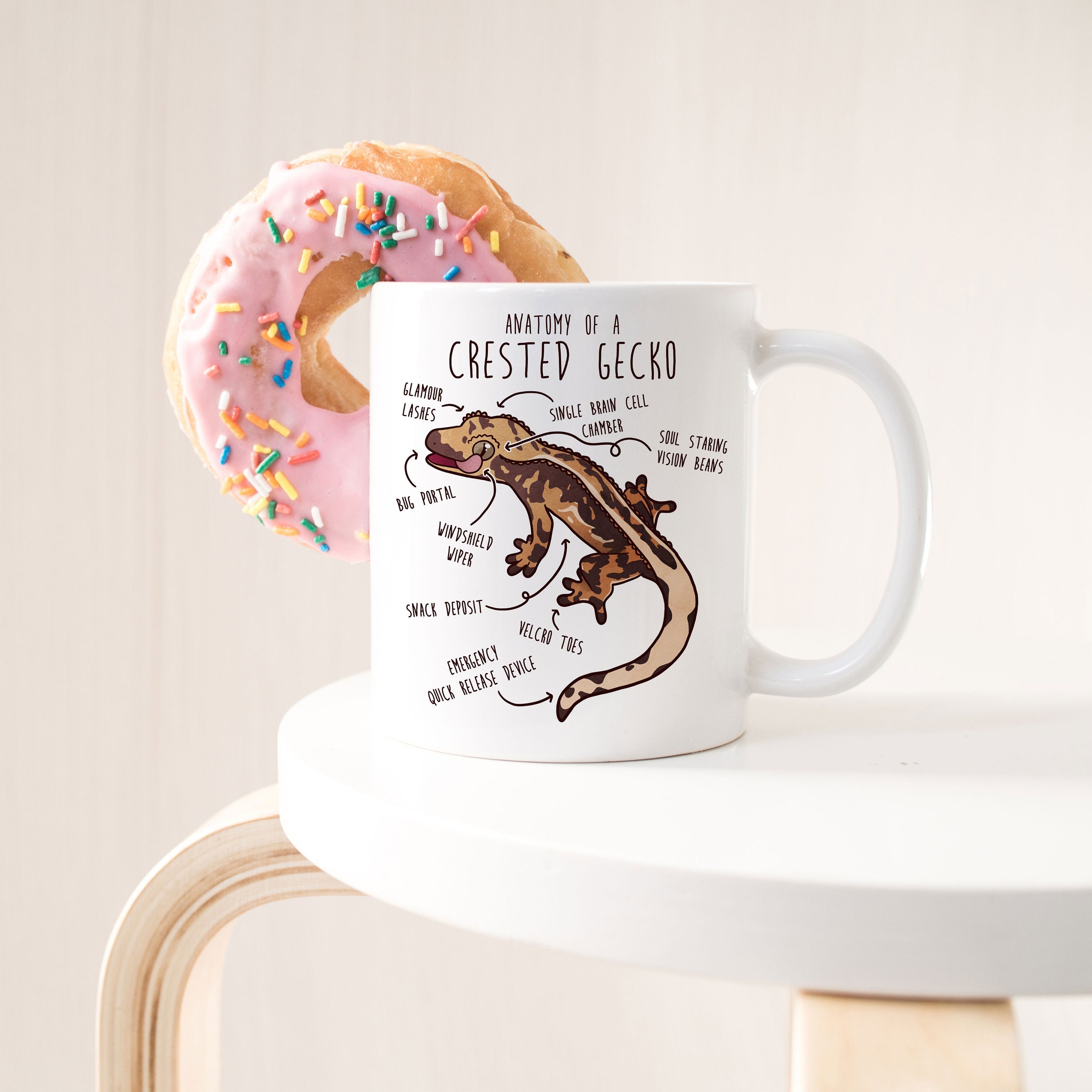 Crested Gecko Coffee Mug, Cute Reptile Gift, Harlequin Crested Gecko Lover, Funny Lizard Cup, Gift for Him Her Crestie Mom Dad Herpetologist