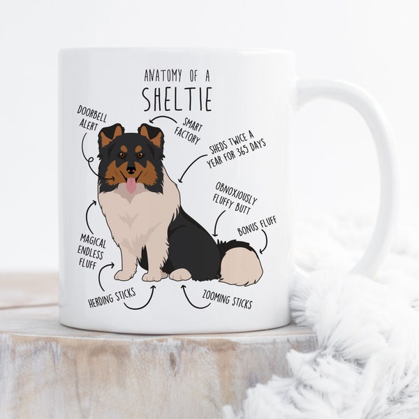 Tri Color Sheltie Coffee Mug, Cute Tricolor Shetland Sheepdog Gift, Dog Lover, Funny Gift for Her, Him, Sheltie Mom, Sheltie Dad, Collie