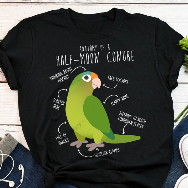 Half-Moon Conure Shirt, Women, Men, Funny Parrot Lover Gift, Cute Pet Halfmoon Conure T-shirt Orange Fronted Conure Mom Half Moon Conure Dad
