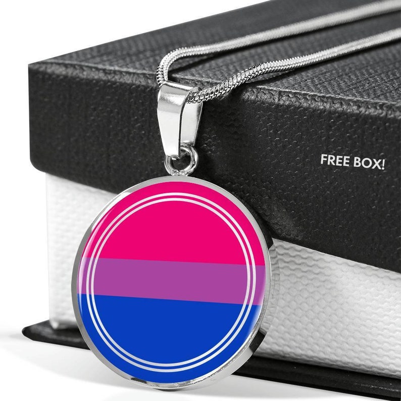 Bi Pride Jewelry Round Charm Pendant Jewellery LGBTQ Gay Sexuality Glass Dome Pendant LGBTQIA LGBT Gift Bisexual Pride Necklace