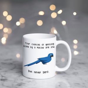 Hyacinth Macaw Coffee Mug, Cute Pet Parrot Gift, Bird Lover, Funny Gift for Her, Him, Cup, Macaw Mom, Macaw Dad, Bird Meme Never Zero